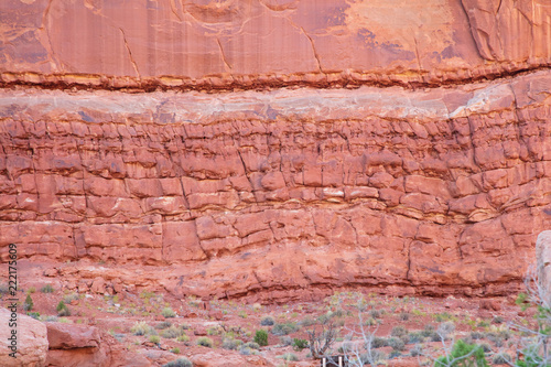 Detail of the layering of slick rock found along the Park Avenue Trail in Arches National Park