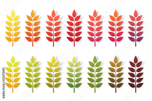 Paper cut autumn leaves set. Fall leaves colorful paper collection. Vector illustration.