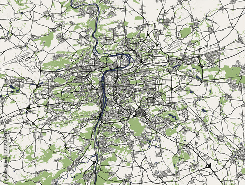 Fototapet map of the city of Prague, Czech Republic