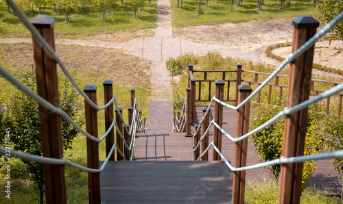 wooden staircase in the park