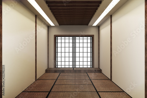 Mock up  Designed specifically in Japanese style  empty room. 3D rendering