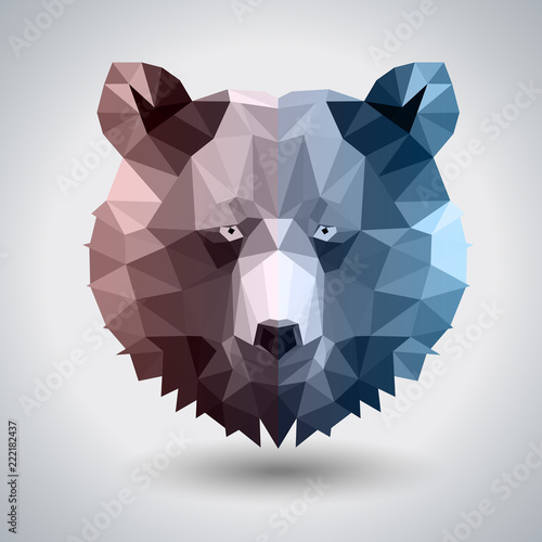 Abstract polygonal tirangle animal bear. Hipster animal illustration.