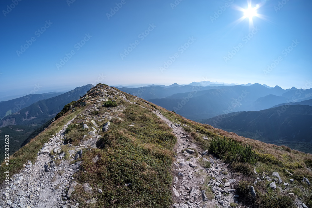 hiking trail on top of the mountain. Tatra, Slovakia