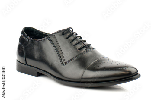 Elegant black shoe isolated on white background.Side view. 