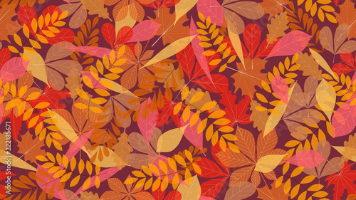 Autumn leaves background seamless pattern. Thanksgiving day background. Autumn leaves and place for text. Light autumn colors. Autumn background for web textile or ads banners