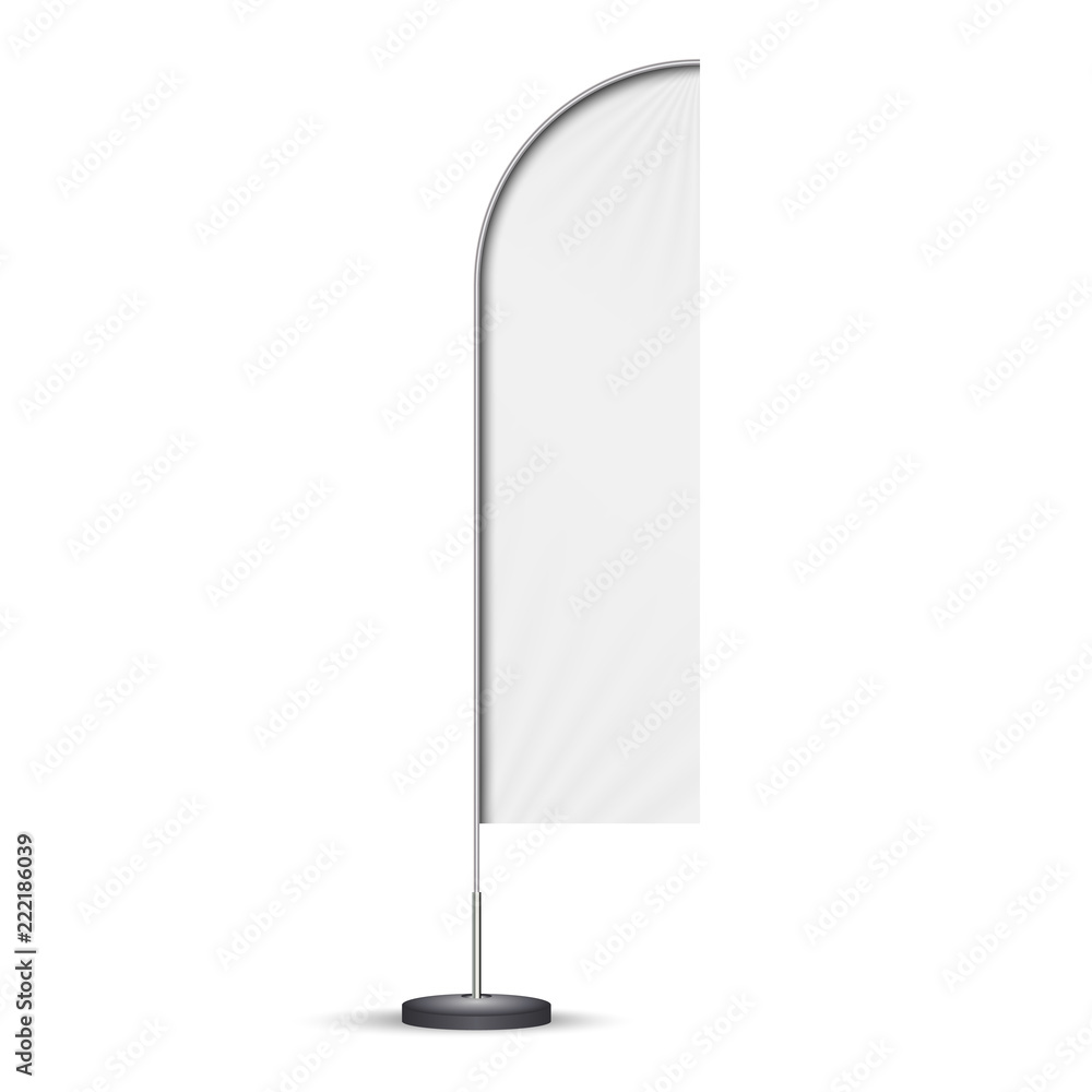 Obraz premium outdoor feather flag mock up. vector advertising blank flag