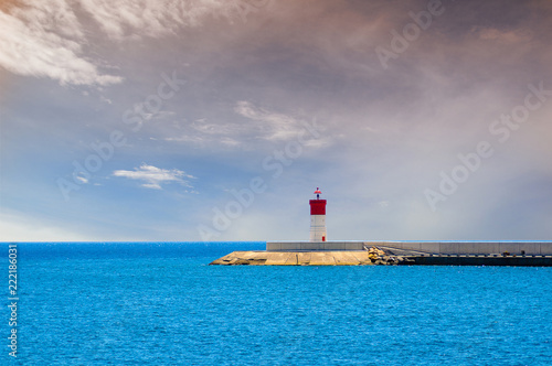 Mediterranean sea lighthouse in Cartagena, Spain