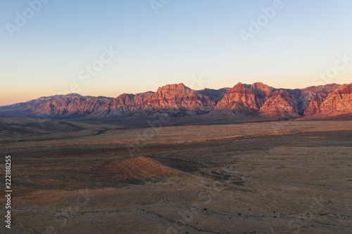 Aerial View Sunrise Lighting Mountains in Red Rock National Conservation Area, NV © ead72