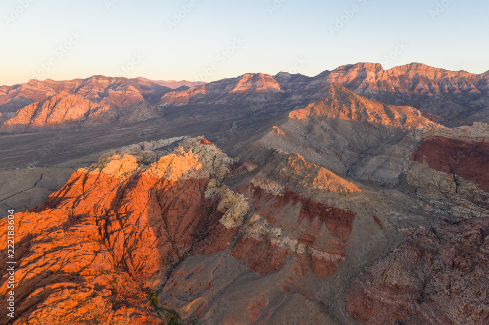 Aerial View of Colorful Geologic Formations in Red Rock Canyon National Conservation Area, NV