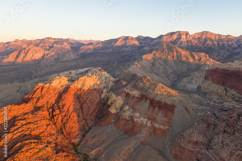 Fototapeta Naklejka Na Ścianę i Meble -  Aerial View of Colorful Geologic Formations in Red Rock Canyon National Conservation Area, NV