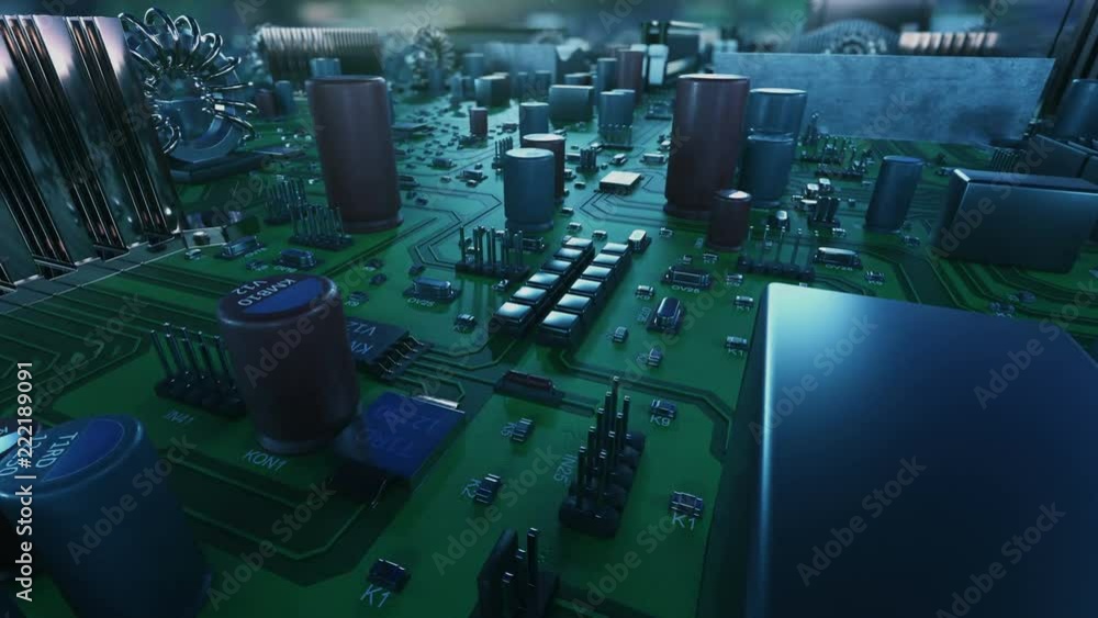 Moving Over Mother Board And Jump Inside Cpu Into Digital Data