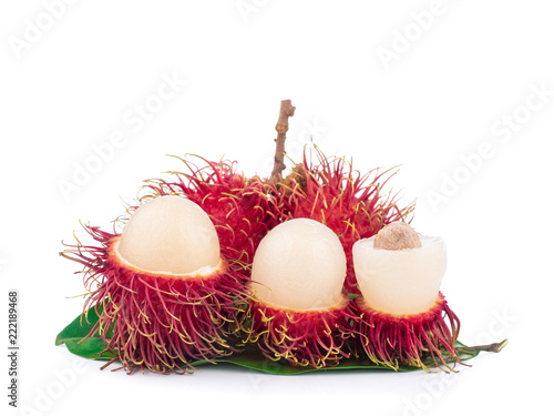 ripe red rambutan isolated on white background