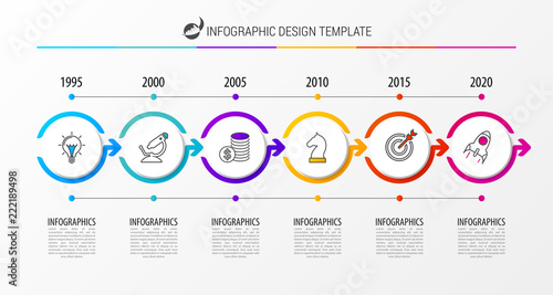 Infographic design template. Timeline concept with 6 steps