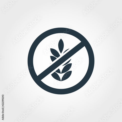 No Gluten icon. Monochrome style design from icon collection. UI. Pixel perfect simple pictogram no gluten icon. Web design, apps, software, print usage.