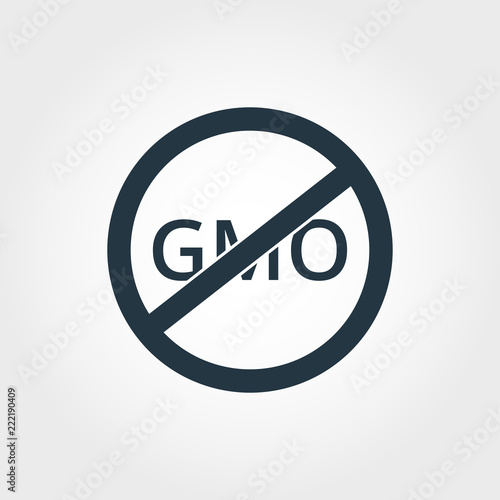 No Gmo icon. Monochrome style design from icon collection. UI. Pixel perfect simple pictogram no gmo icon. Web design, apps, software, print usage.