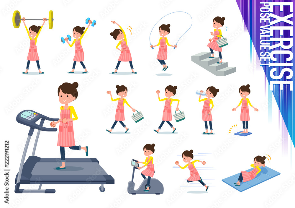 Fototapeta premium flat type Ballet Bun hair Apron mom_exercise