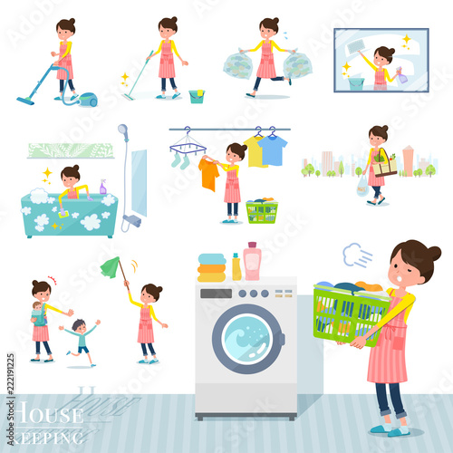 flat type Ballet Bun hair Apron mom_housekeeping