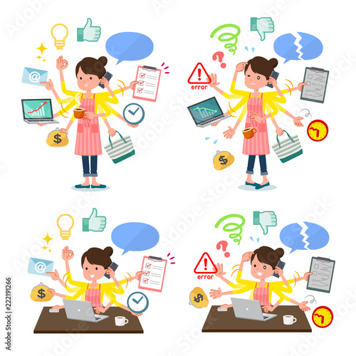 flat type Ballet Bun hair Apron mom_mulch task Office