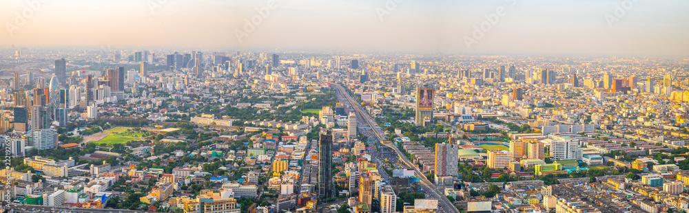 Beautiful Bangkok city, bird eye view on modern new buildings