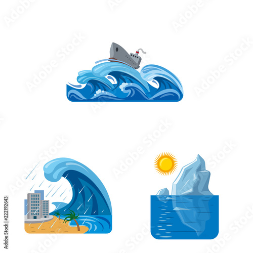 Vector design of natural and disaster icon. Collection of natural and risk vector icon for stock.