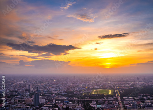 Beautiful Bangkok city  bird eye view on modern new buildings