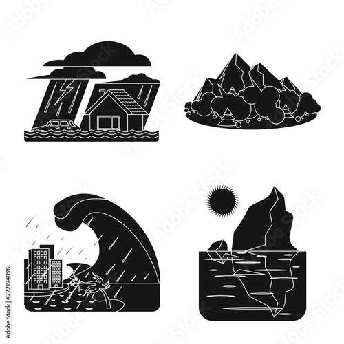 Vector design of natural and disaster icon. Set of natural and risk stock vector illustration.