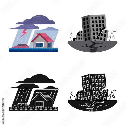 Vector design of natural and disaster sign. Collection of natural and risk stock symbol for web.