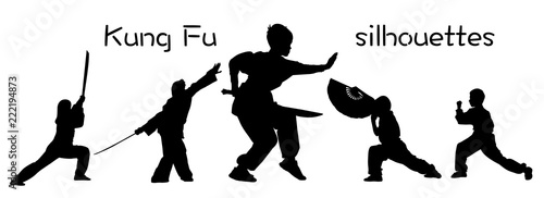 Silhouettes of children showing Kung Fu elements