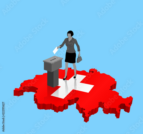 Swiss citizen voting for Switzerland election over an 3D Map