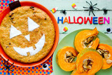 Halloween pumpkin pie , traditional pumpkin cake for Halloween dessert
