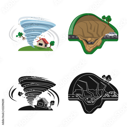 Vector design of natural and disaster icon. Collection of natural and risk stock vector illustration.