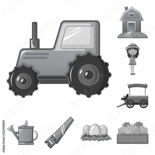 Isolated object of farm and agriculture symbol. Collection of farm and plant vector icon for stock.