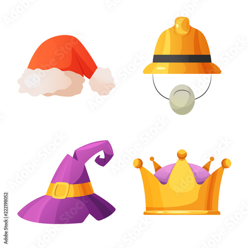 Vector design of headgear and cap icon. Set of headgear and accessory stock symbol for web.