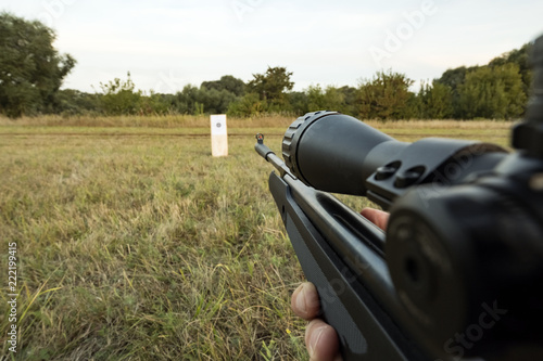 Shooting with an airgun photo