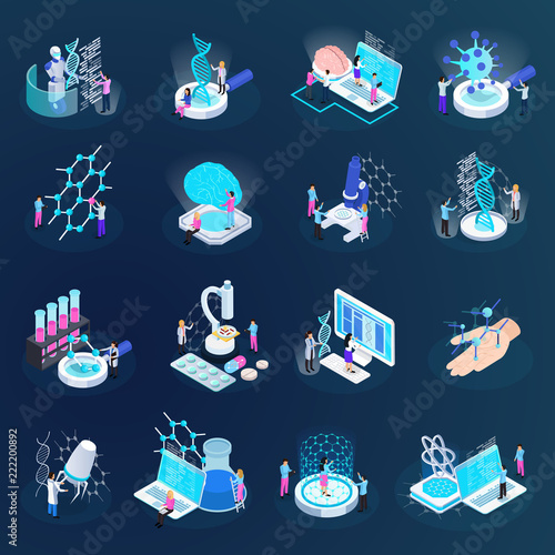 Nano Technology Isometric Icons
