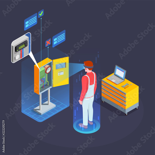 Industrial Augmented Reality Isometric Composition