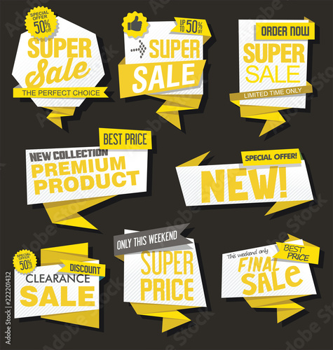 Collection of sale discount and promotion banners and labels 