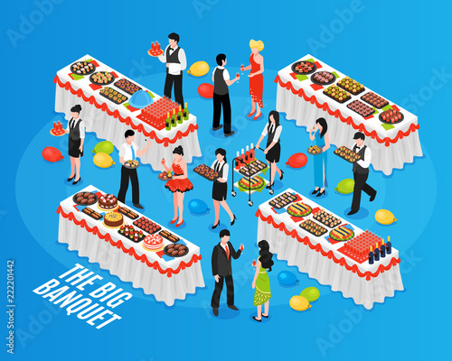 Isometric Banquet Background Composition