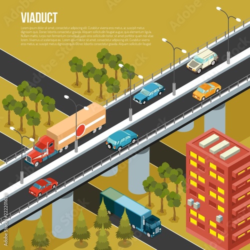 Viaduct City Isometric Composition 