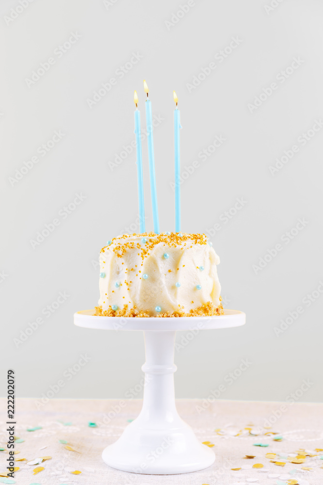 Birthday cake with candles. Birthday party celebration concept Stock