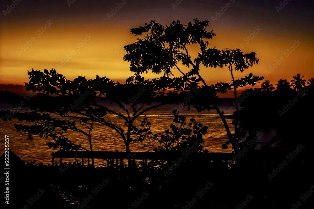 Sonnenuntergang, Dominikanische Republik, Cayo Levantado, Orange, Abend