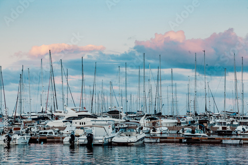 Yachts and boats on the pier