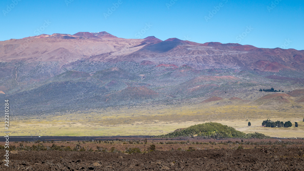 Mauna Kea, seen from Mauna Loa, Puu Huluhulu in the foreground.