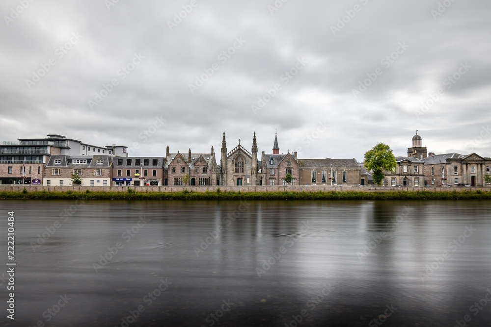 View of river Ness and Cathedral of Inverness