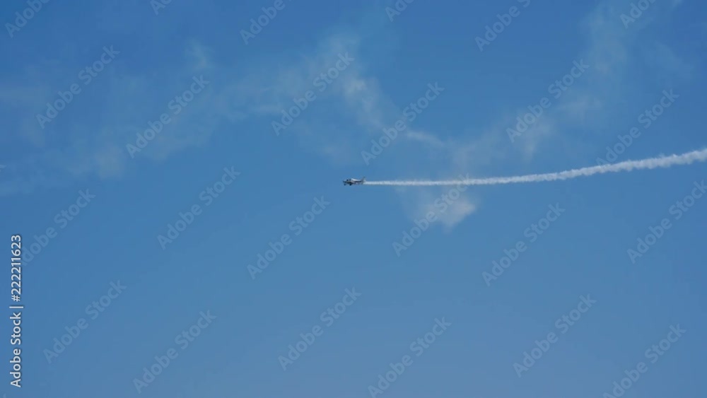 Two airplanes flying on the background of blue sky. 4K Two airplanes flying on the background of blue sky. 4K