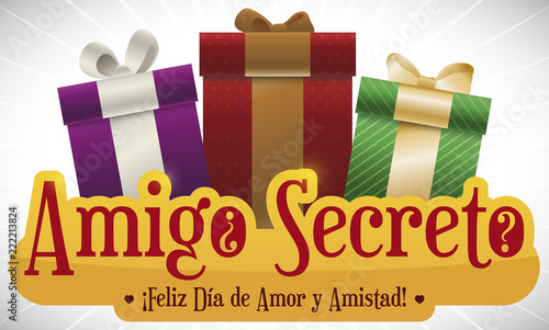 Gifts to Play Secret Friend during Love and Friendship Day, Vector Illustration
