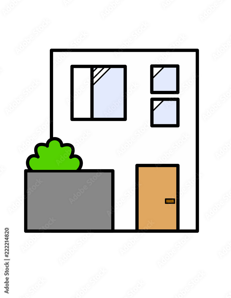 四角い家塀木 白 Stock イラスト Adobe Stock