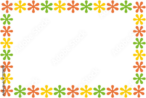 Marco florar de color verde, naranja y amarillo.