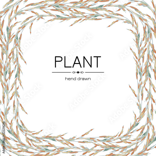 Vegetable background frame with space for text from ears, original design illustration.