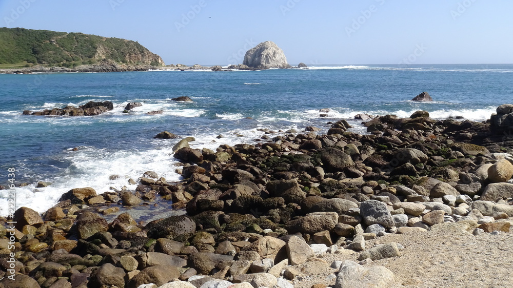 Landscape, beach, rocky cliff, birds and nature